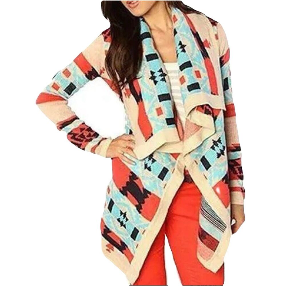 MOON  COLLECTION Cardigan Aztec Tribal Native Womens Sz M
